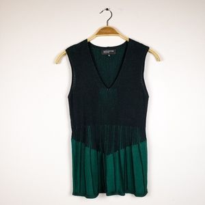 Jones New York Black & Green Knit Peplum top
